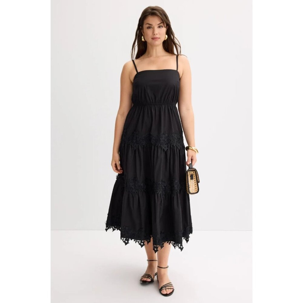 Jason Wu Lace Tiered Cotton Eyelet Midi Dress – Size L (Retail $410) - Picture 4 of 15